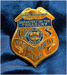 Criminal Investigation Departent of the Treasury US
Internal Revenue Service Special Agent USA